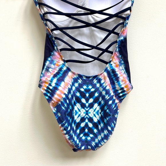 Trina Turk Moonlight Tie Dye Bandeau One Piece Strappy Swimsuit, Size 8 - Picture 11 of 15